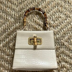 Croc crossbody bag bamboo handle vegan leather